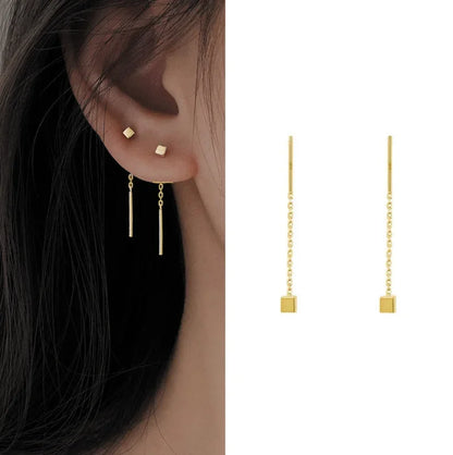 Rose Gold Drop Earrings with Zircon Crystals for Women - Smarsty