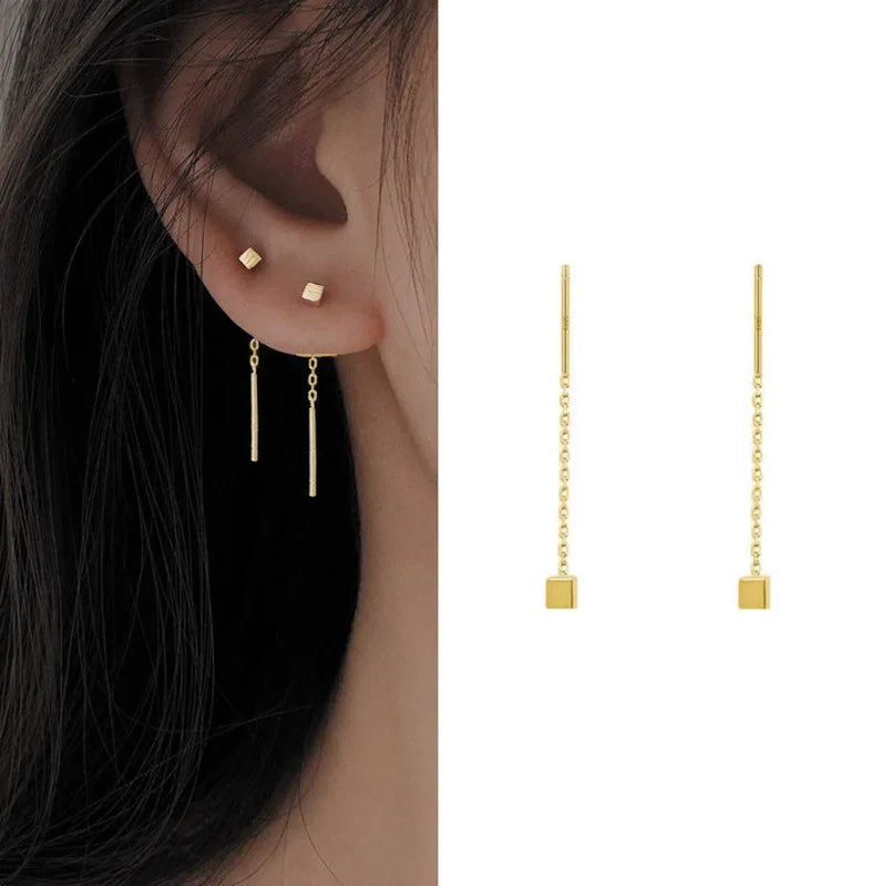 Rose Gold Drop Earrings with Zircon Crystals for Women - Smarsty