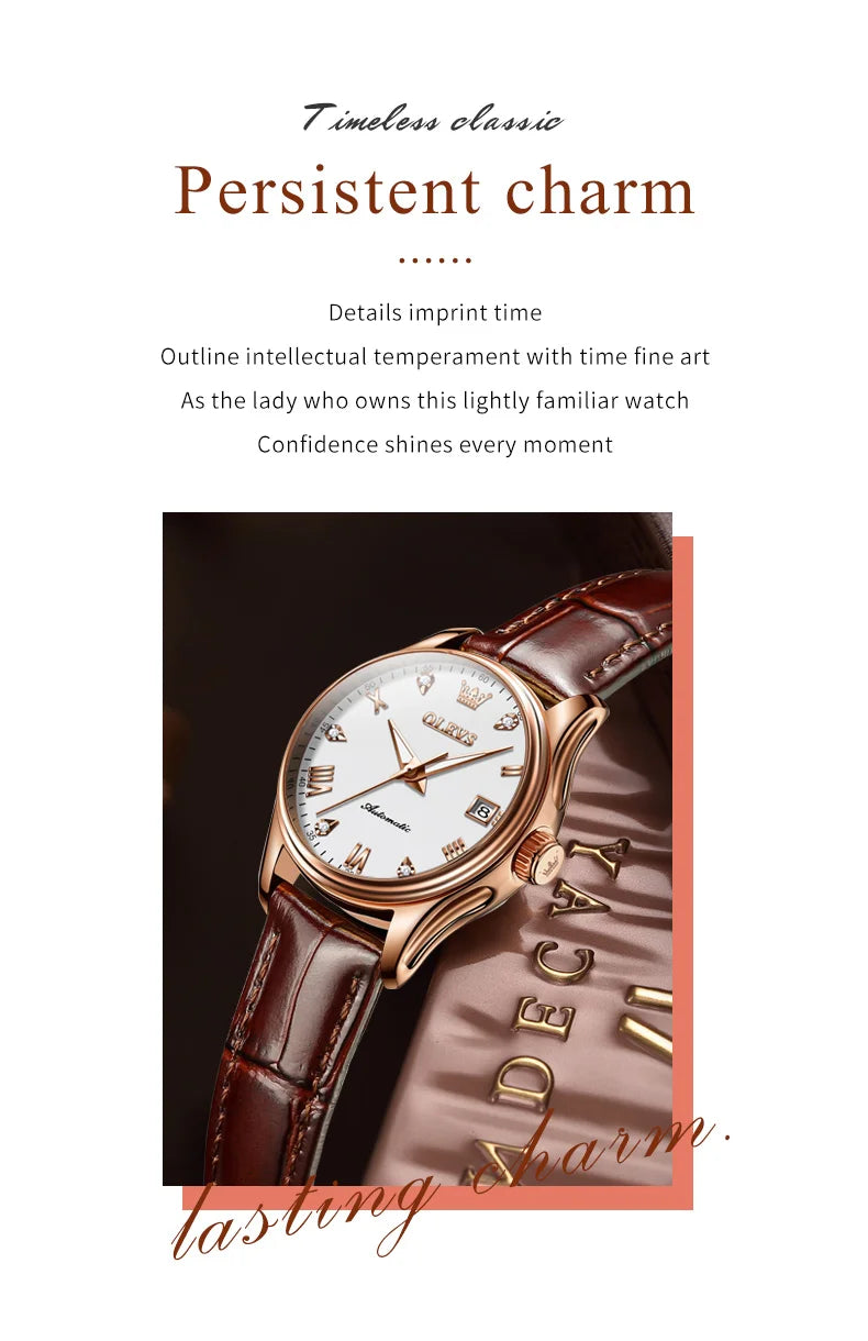 OLEVS Women's Luxury Waterproof Automatic Wristwatch - Smarsty