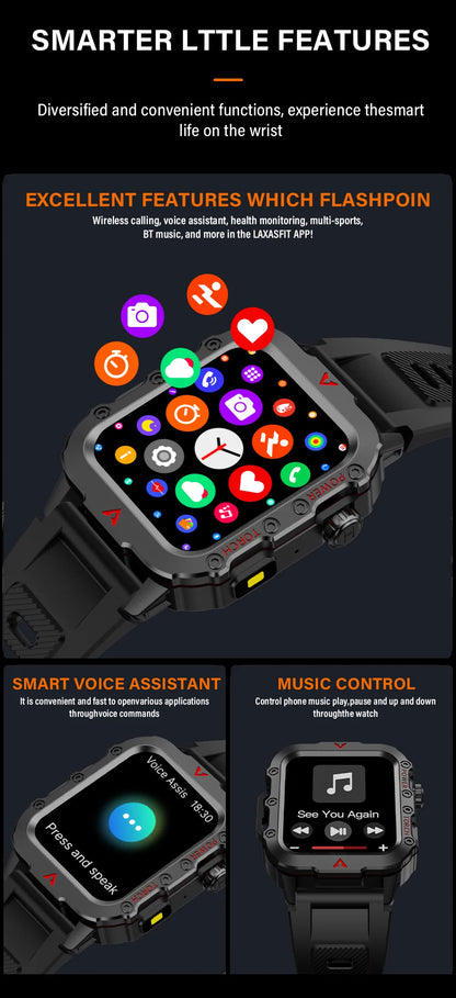 LAXASFIT Men Sports Smart Watch with Blood Oxygen Monitor - Smarsty