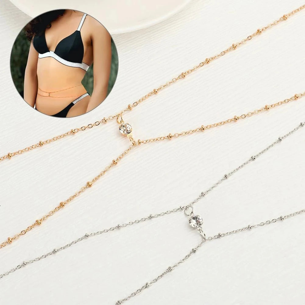 Women’s Boho Rhinestone Metal Waist Chain Jewelry - Smarsty