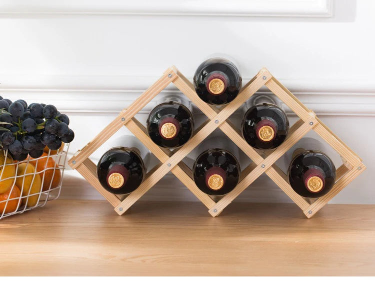 3/10 Bottles Wooden Wine Rack Wine Holders Kitchen Assembled Display Stand Organizer Storage Bar Wine Cabinet Wine Bottle Rack