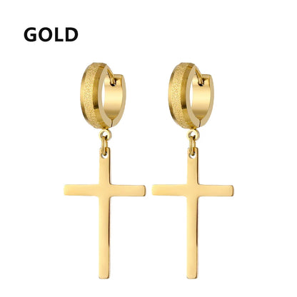 Stainless Steel Cross Dangle Earrings for Men and Women - Smarsty