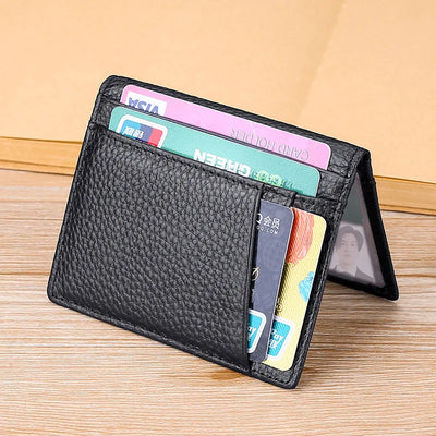 YUECIMIE Super Slim Soft Wallet Genuine Leather Mini Credit Card Holder Wallets Purse Thin Small Card Holders Men Wallet - Smarsty