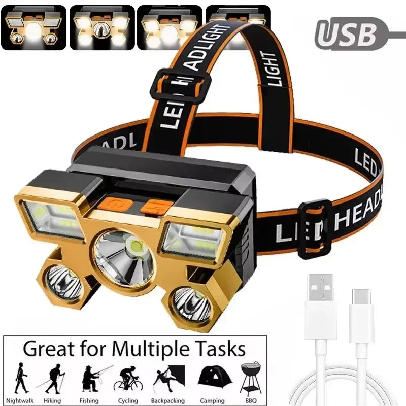 Powerful Rechargeable Head Flashlight for Fishing Led Headlamp Nitecore Camping Headlights Hunting Torch Hiking Front Lanterns - Smarsty