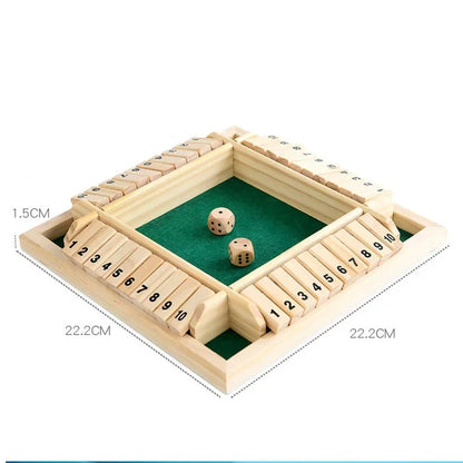Wooden Dice Board Game Shut The Box for 4 Players Flaps & Dices Game Parent-children Interaction Family Entertainment by Smarsty