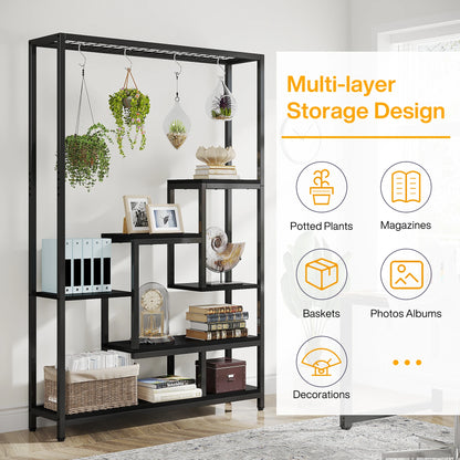 Tribesigns 5 Tiers Tall Indoor Plant Stand 70.9 inches Large Metal Plant Shelf with 10 PC S Hanging Hooks for Garden