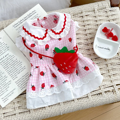 Cute Strawberry Dress for Dogs Summer Apparel - Smarsty
