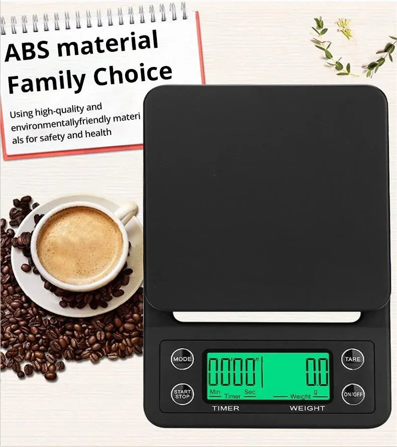 Black Precision Coffee Scale With Timer 0.1g Accuracy - Smarsty