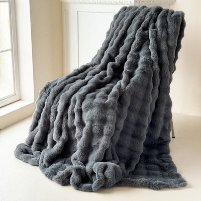 Double-Layer Rabbit Fur Blanket for Comfortable Summer Use - Smarsty