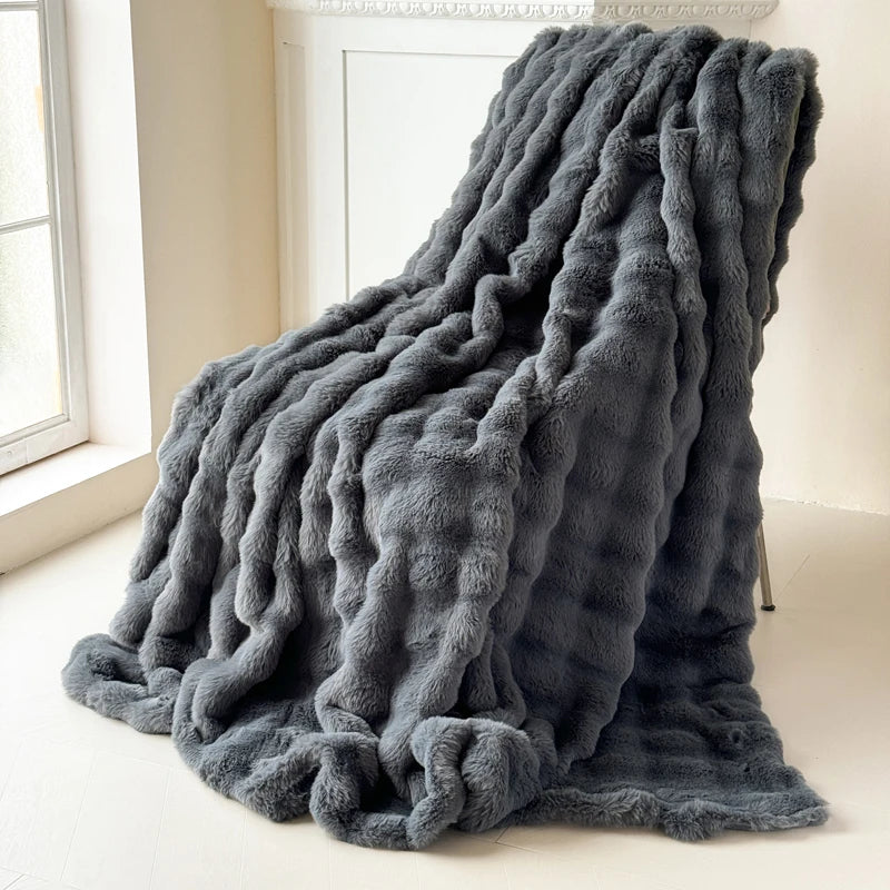 Double-Layer Rabbit Fur Blanket for Comfortable Summer Use - Smarsty
