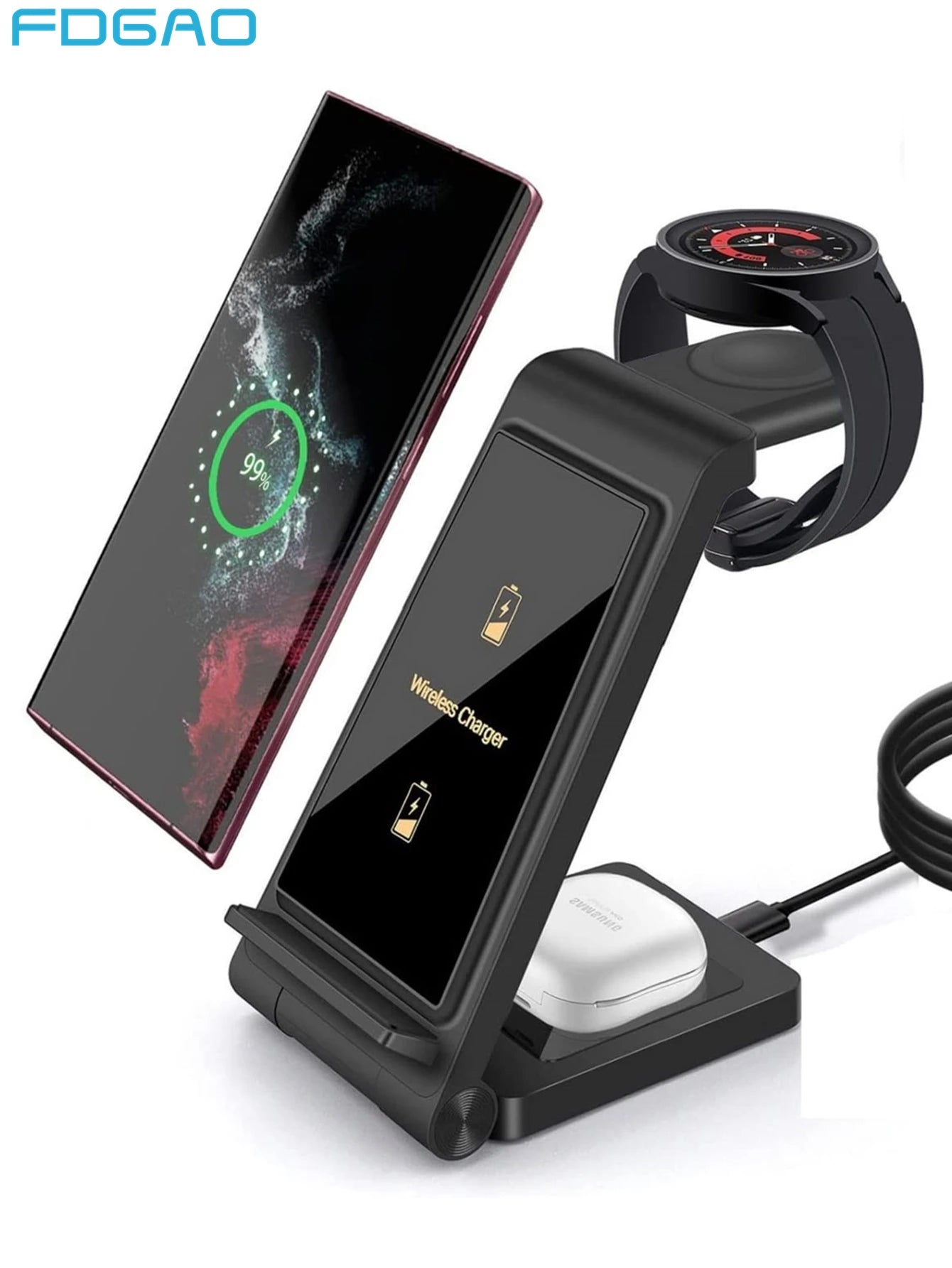 Three In One Wireless Charger Station With Fast Charging - Smarsty