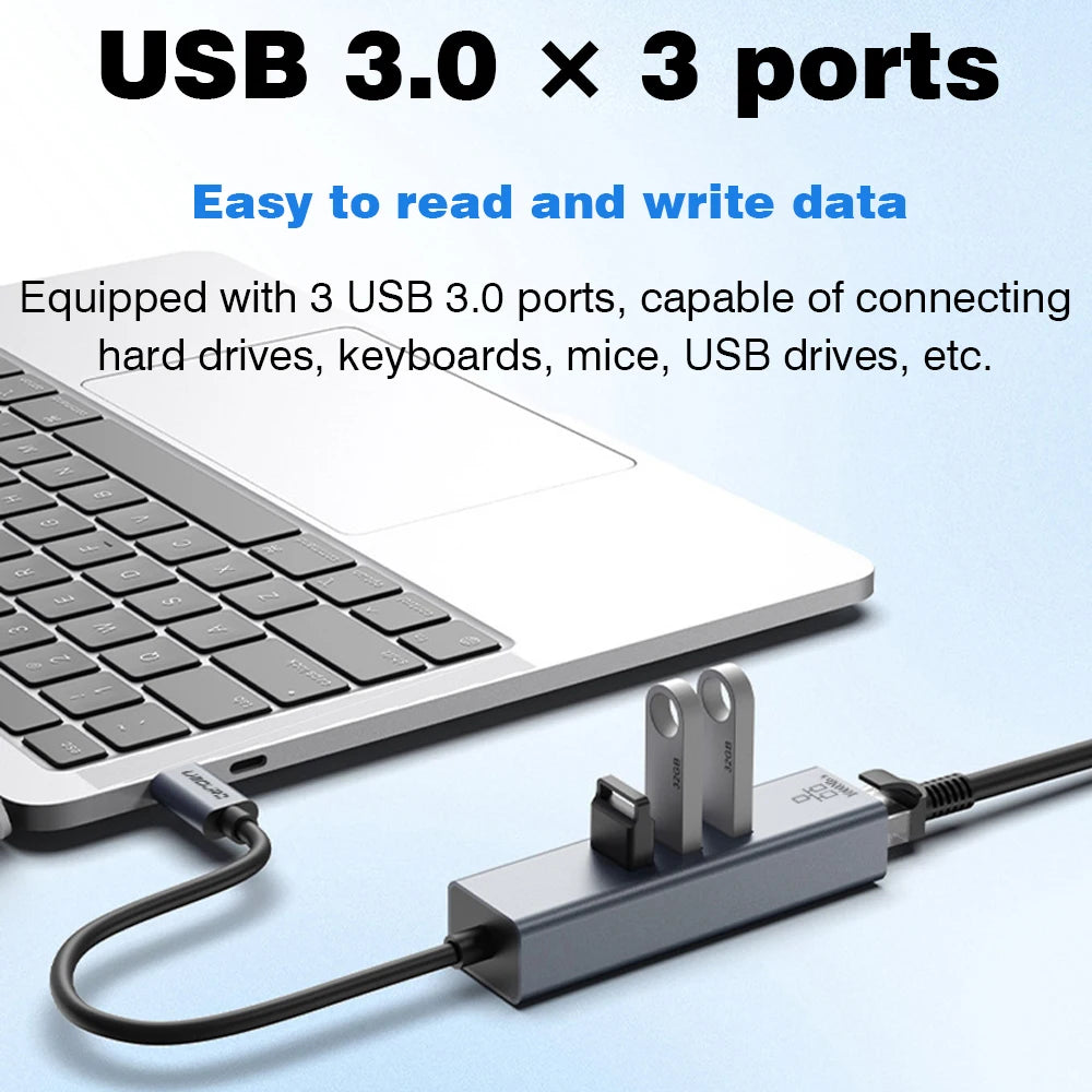 USB C Hub Docking Station With Gigabit Ethernet 100W Charge