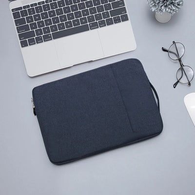 Denim Laptop Sleeve With Padded Inner Compartment Zipper - Smarsty