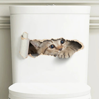 3D Effect Peeping Kitten Toilet Sticker Waterproof Design - Smarsty