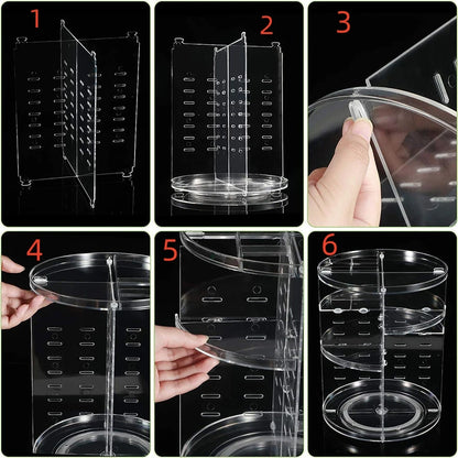 1pc Cosmetic Organiser, 360 degree rotatable adjustable cosmetic storage display case, easy assembly required by Smarsty