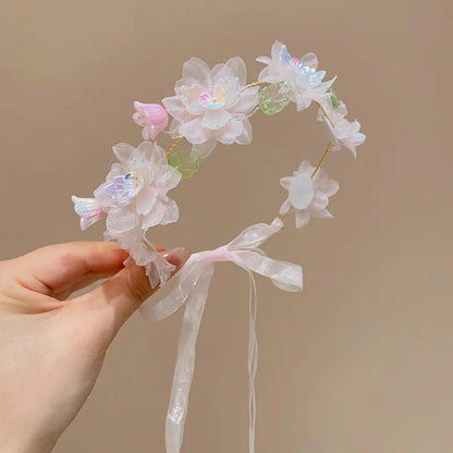Girls Flower Ribbon Headband For Party Lightweight Soft - Smarsty