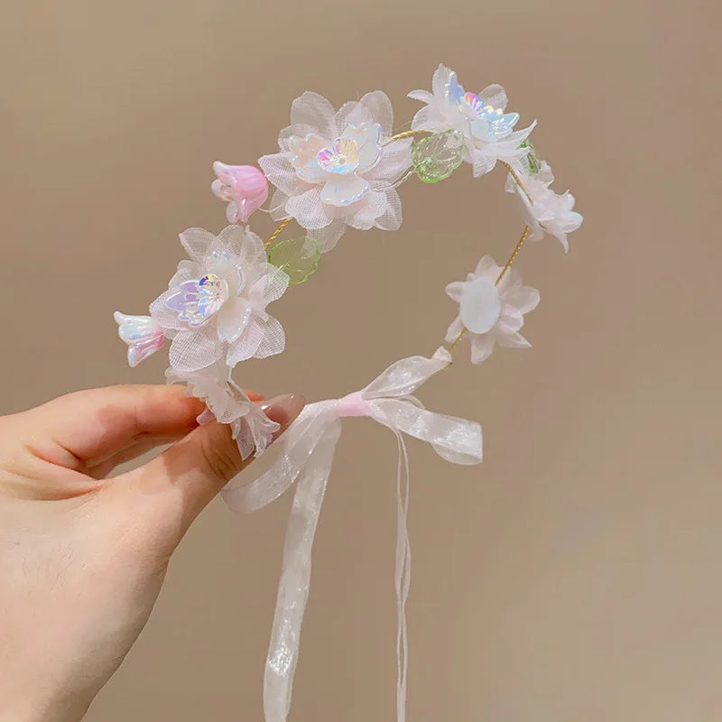 Girls Flower Ribbon Headband For Party Lightweight Soft - Smarsty
