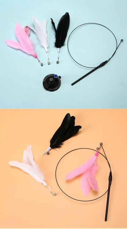 Interactive Cat Teaser Stick With Replaceable Feather - Smarsty
