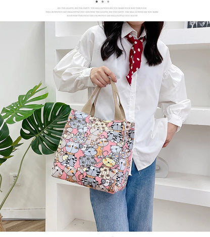 Chic Cat Pattern Top Handle Bag For Women Everyday Use - Smarsty