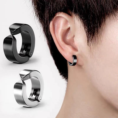 Stainless Steel Ear Clip Earrings No Piercing Black - Smarsty