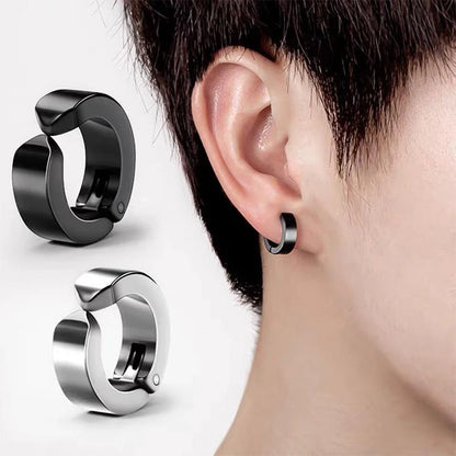 Stainless Steel Ear Clip Earrings No Piercing Black - Smarsty