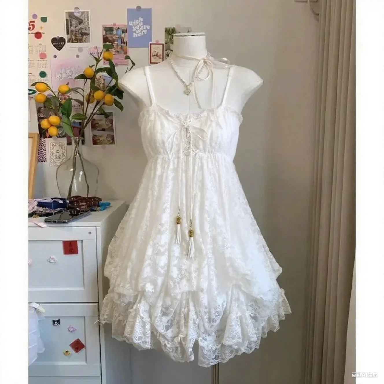 2000s Gothic Vintage Mini Dress Women Sleeveless Strap Party Dress Evening Lace Retro Cltohing Japanese Y2k Black Chic Lolita - Smarsty
