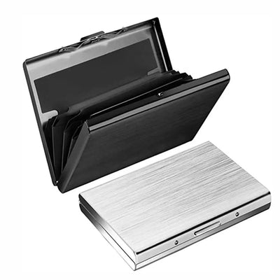 Fashion Durable 6 Card Slots Card Holder Stainless Steel Case Anti-demagnetization Box Portable Organizer Protector - Smarsty