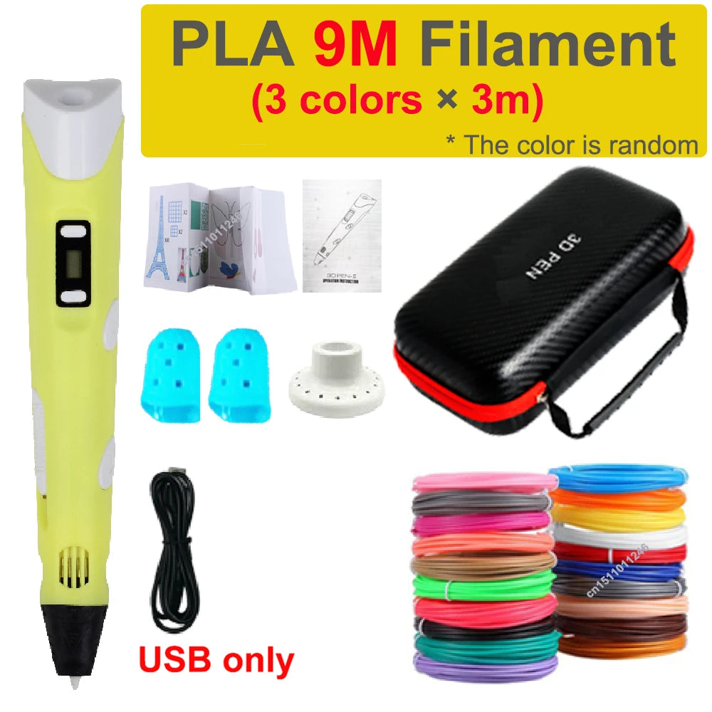 3D Pen 3d Printing Pen Children DIY Drawing Pens PLA Filament Birthday Christmas Boys Girls Gift For Kids With Travel Case - Smarsty