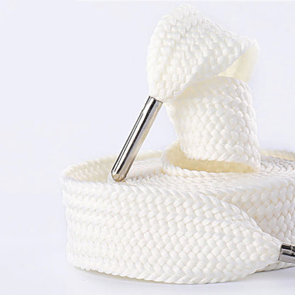 1 Pair Shoelaces Flat Thicken Weave Craft Off 2cm Wide Black White Shoe Laces High-top Sneaker Canvas Shoelace Accessories - Smarsty