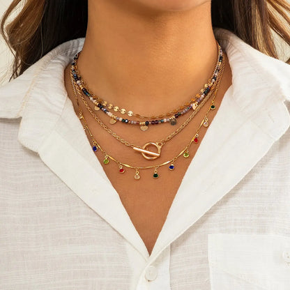 Boho Colorful Crystal Sequin Tassel Choker Necklace - Smarsty