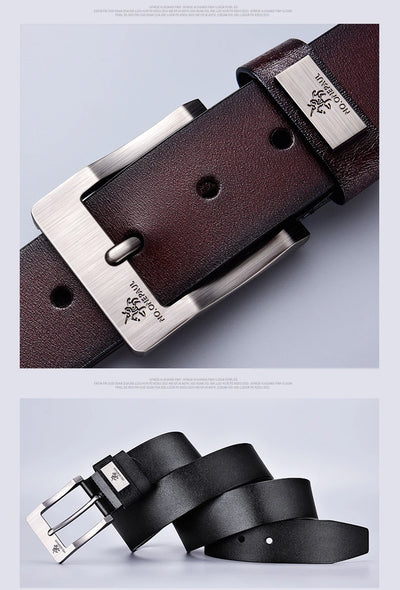 Men's Leather Belt Classic Vintage Pin Buckle High Quality - Smarsty