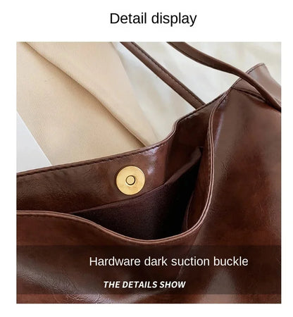 Women PU Leather Tote Bag Large Capacity Shoulder Crossbody - Smarsty