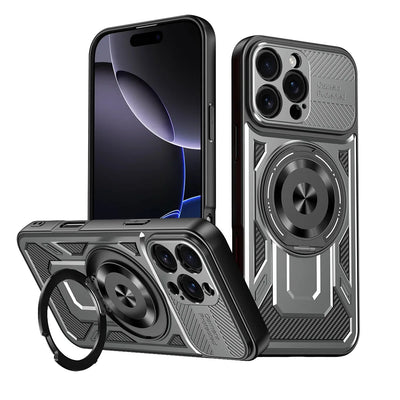 360° Rotatable Magnetic Phone Case for iPhone 16 15 14 13 12 11 Pro Max With Kickstand Shockproof Anti-Drop Cover for Magsafe