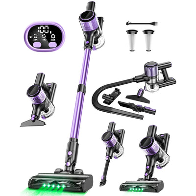 Cordless Vacuum Cleaner, 10 in 1 Stick Vacuum with 55Kpa Powerful Suction, Hose,Lightweight Rechargeable Vacuum Cleaner for Home