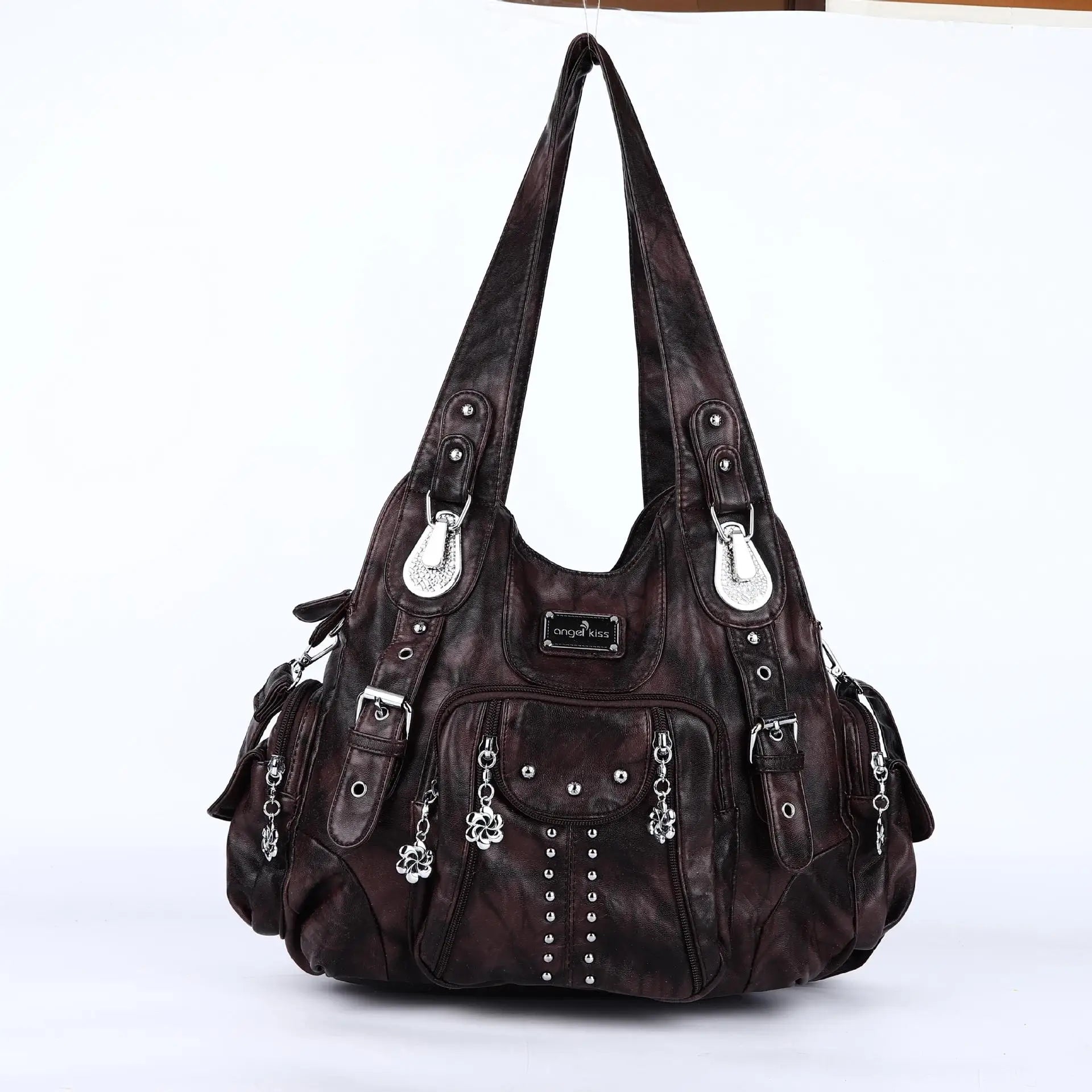 Angelkiss PU Leather Women Shoulder Bag Zipper Closure - Smarsty