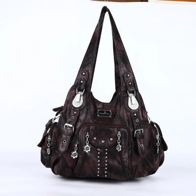 Angelkiss PU Leather Women Shoulder Bag Zipper Closure - Smarsty
