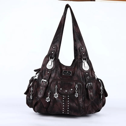 Angelkiss PU Leather Women Shoulder Bag Zipper Closure - Smarsty