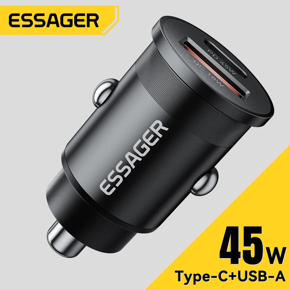 45W Car Charger Dual Port PD TypeC Quick Charge Fast - Smarsty