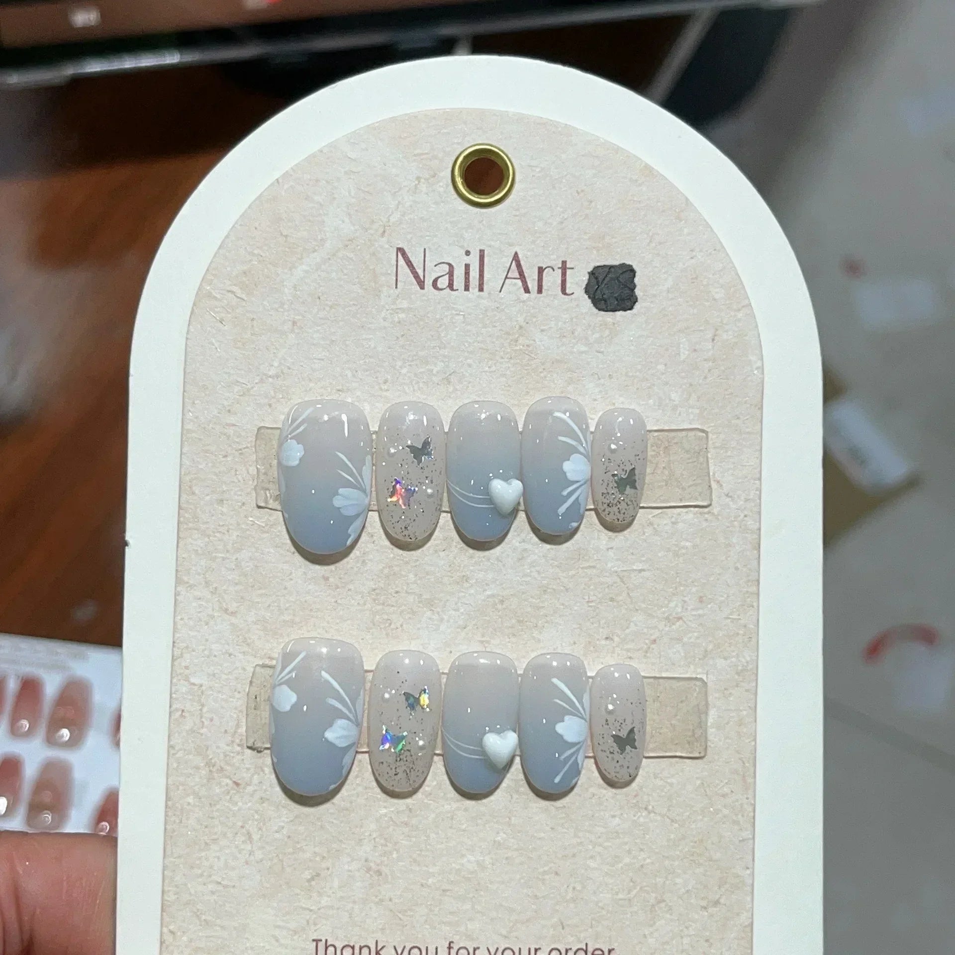 Handmade Pink Press On Nails with Rhinestones - Smarsty