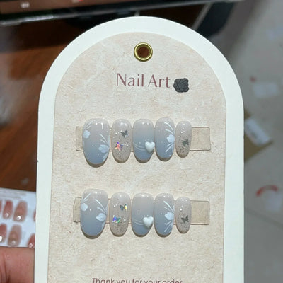 Handmade Pink Press On Nails with Rhinestones - Smarsty