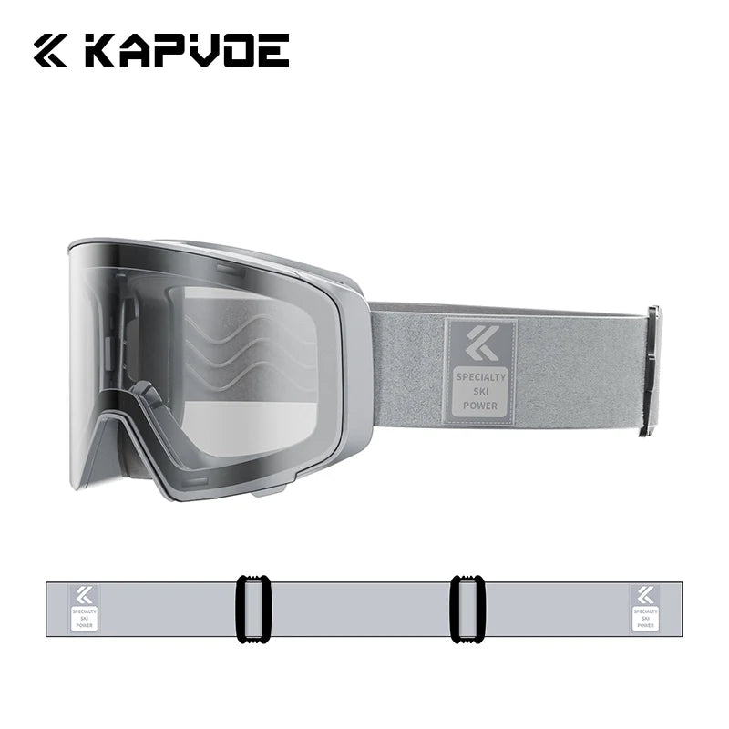 Kapvoe Photochromic Ski Goggles Magnetic Anti-Fog Lenses UV400 Protection Men Women Ski Goggles Snow Sunglasses Sports Eyewear