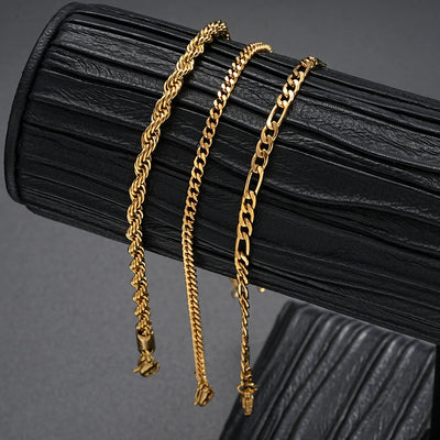 Stainless Steel Cuban Chain Bracelet Set for Men - Smarsty