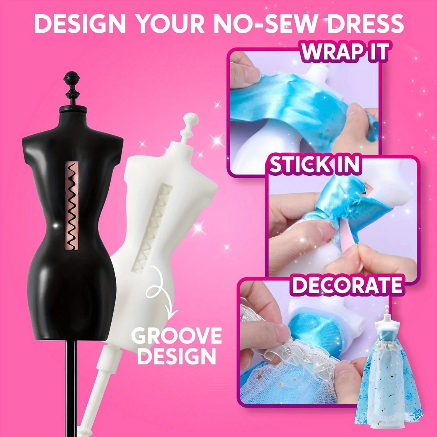 JOYFY 400+PCS Fashion Design Crafts for Kids Art and Crafts DIY Sewing Kits with 3 Mannequins for Girls Aged 8-12 Birthday Gift