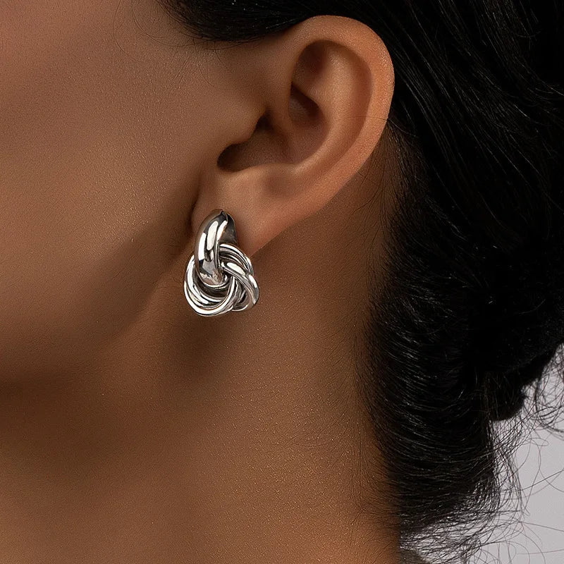 Chunky Hoop Earrings Gold Double Ring Statement Bold - Smarsty