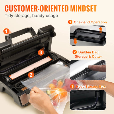 SucceBuy 90Kpa 130W Vacuum Sealer Food Packaging Machine with Free 10pcs Vacuum bags for Household Kitchen Vacuum Food Sealing - Smarsty
