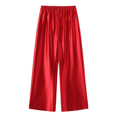 Satin Wide Leg Pants Long Floor Casual Pants Women's Summer - Smarsty