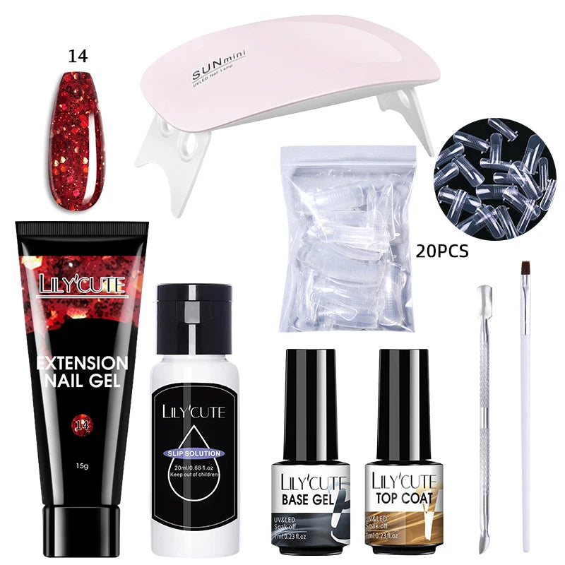 LILYCUTE Nail Gel Set with 6W LED Lamp for Quick Manicure - Smarsty
