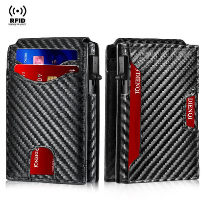 Carbon Fiber Rfid Credit Card Holder Men Wallets Anti Theft Slim Thin Wallet Luxury Cardholder Minimalist Wallet Purse Walet Bag - Smarsty