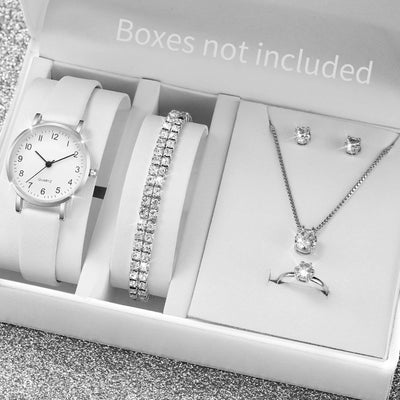 Fashion Women's Quartz Watch with Leather Band and Diamonds - Smarsty